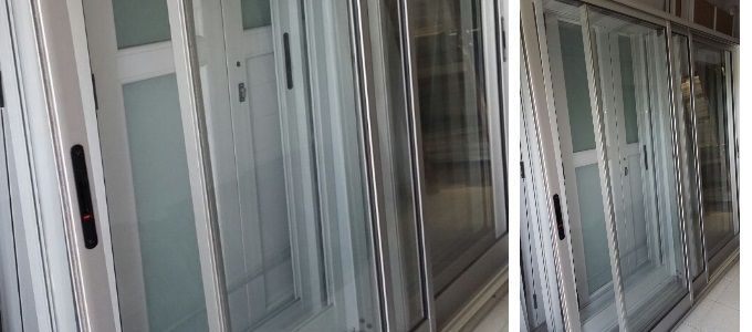 Puerta de Aluminio Blanco - Pesada - Con Vidrio de 
						seguridad